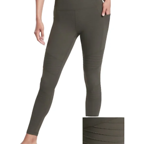 Athleta Women Inclination Moto Tight Powervita high rise grey green legging XXS - Picture 11 of 11